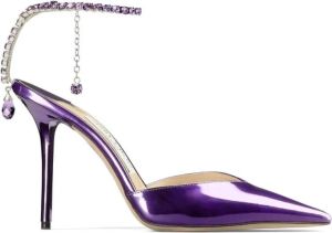 Jimmy Choo Paarse Saeda 100 Metallic Leren Pumps Paars Dames
