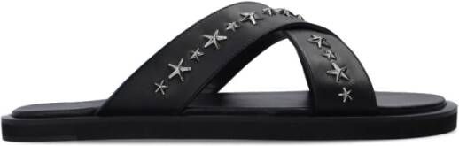 Jimmy Choo Palmo Leren Sandalen met Metalen Ster Detail Black Dames