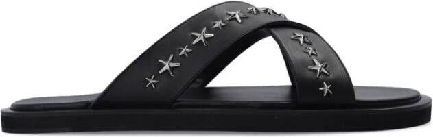 Jimmy Choo Palmo Leren Sandalen met Metalen Ster Detail Black