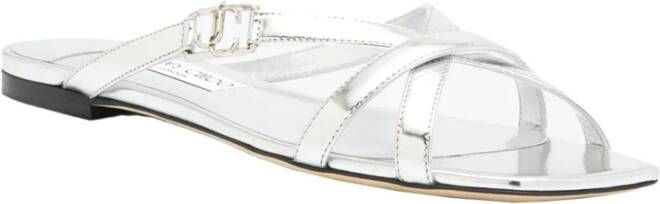 Jimmy Choo Platte zilveren sandalen voor vrouwen