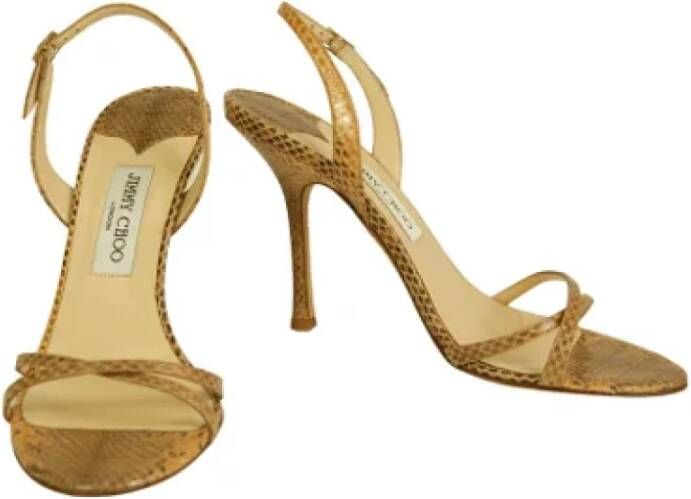 Jimmy Choo Pre-owned Beige Leren Strappy Sandalen Beige Dames