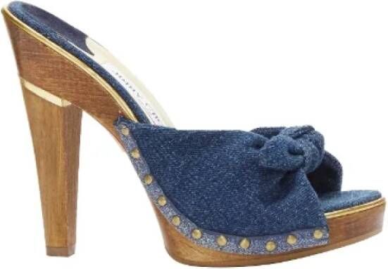 Jimmy Choo Pre-owned Cotton heels Blue Dames