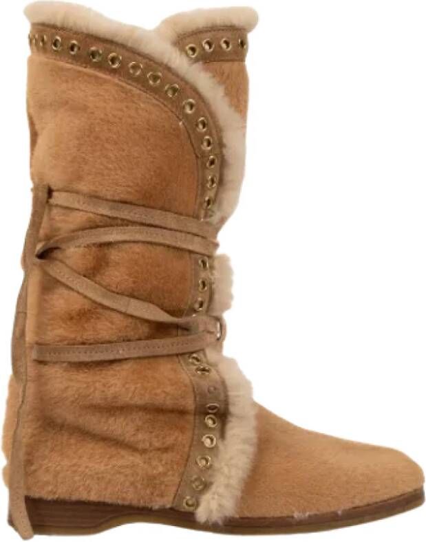 Jimmy Choo Pre-owned Fabric boots Beige Dames