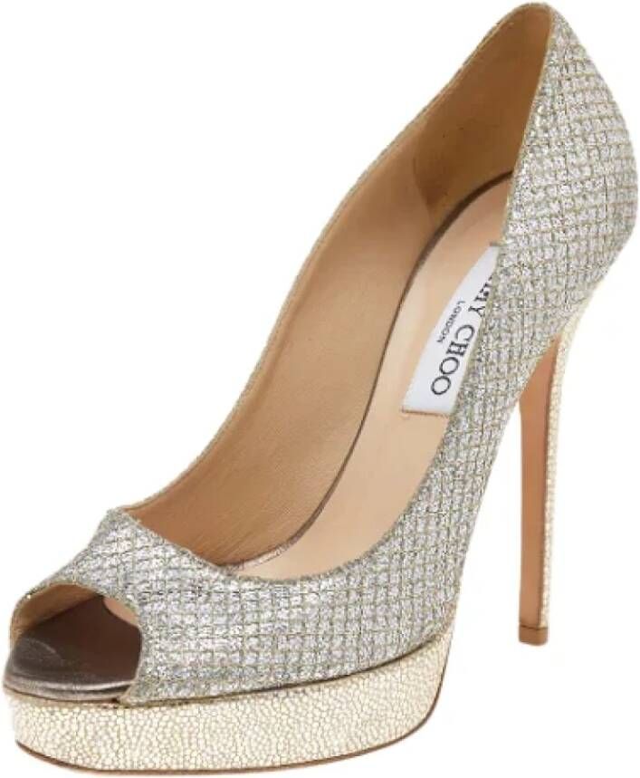 Jimmy Choo Pre-owned Fabric heels Gray Dames