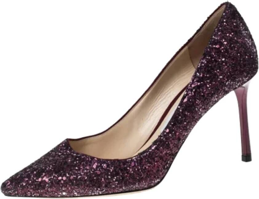 Jimmy Choo Pre-owned Fabric heels Purple Dames