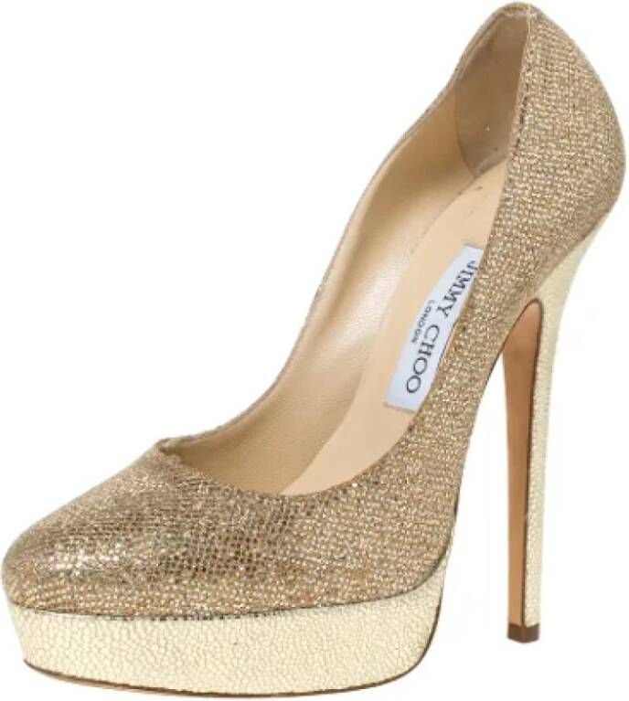 Jimmy Choo Pre-owned Fabric heels Yellow Dames