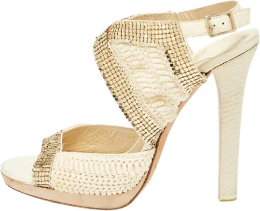 Jimmy Choo Pre-owned Fabric sandals Beige Dames