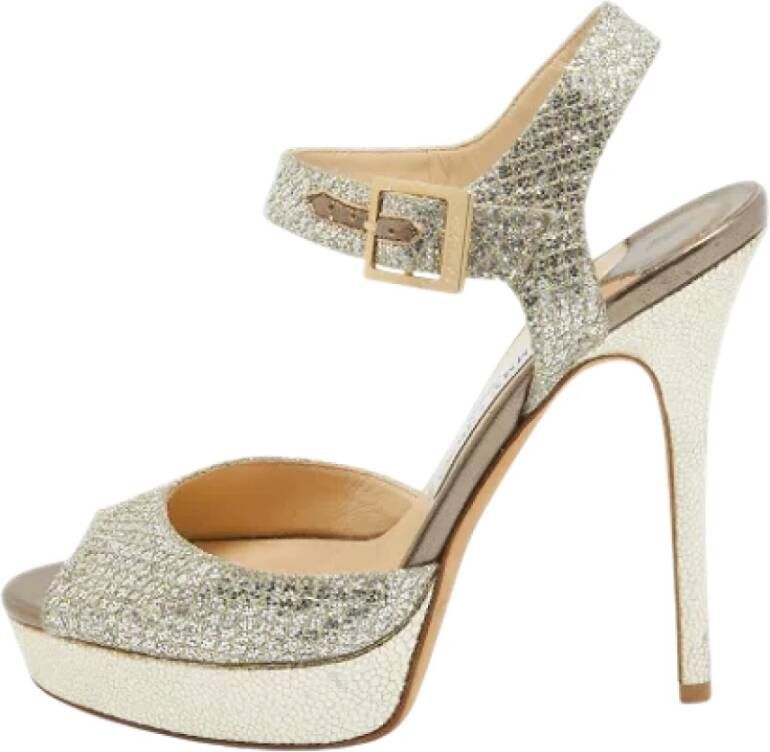Jimmy Choo Pre-owned Fabric sandals Gray Dames