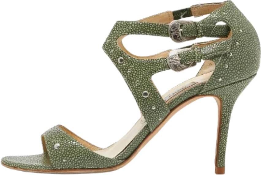 Jimmy Choo Pre-owned Fabric sandals Green Dames