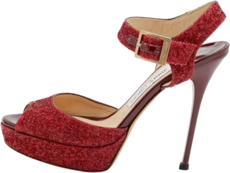 Jimmy Choo Pre-owned Fabric sandals Red Dames