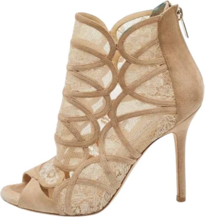 Jimmy Choo Pre-owned Lace boots Beige Dames