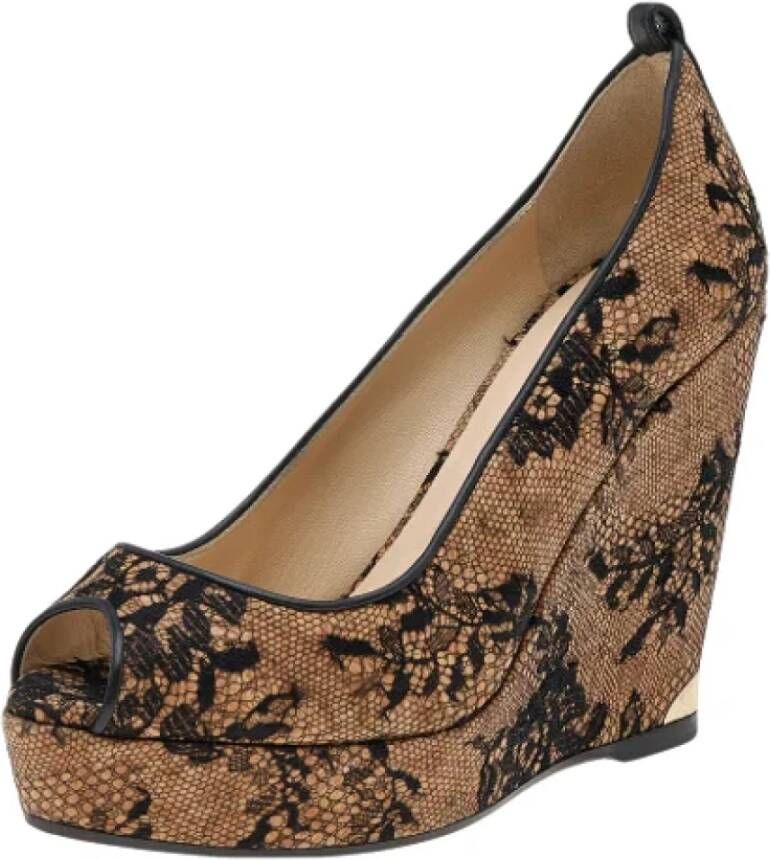 Jimmy Choo Pre-owned Lace heels Beige Dames