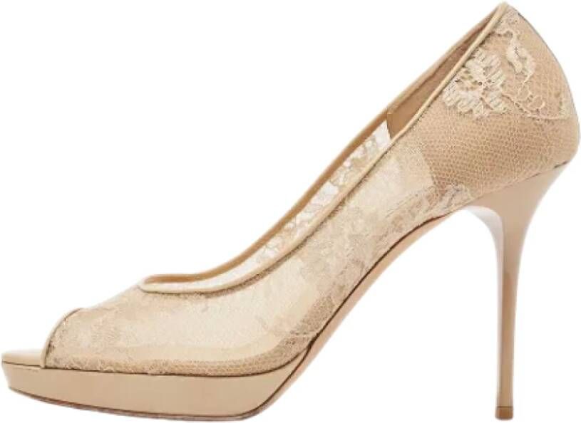 Jimmy Choo Pre-owned Lace heels Beige Dames