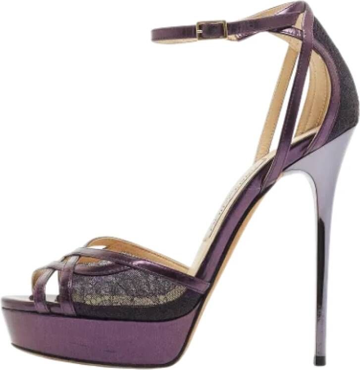 Jimmy Choo Pre-owned Lace sandals Purple Dames