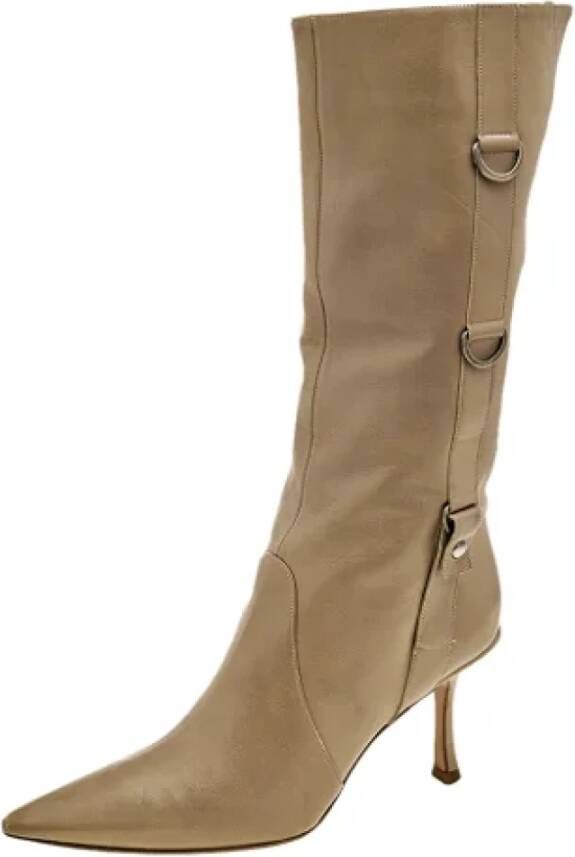 Jimmy Choo Pre-owned Leather boots Beige Dames