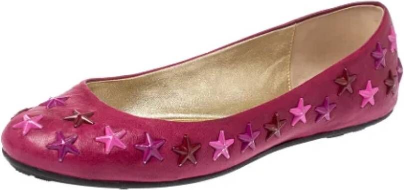 Jimmy Choo Pre-owned Leather flats Pink Dames