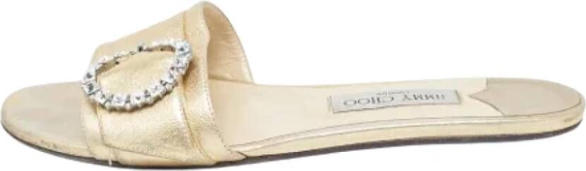 Jimmy Choo Pre-owned Leather flats Yellow Dames
