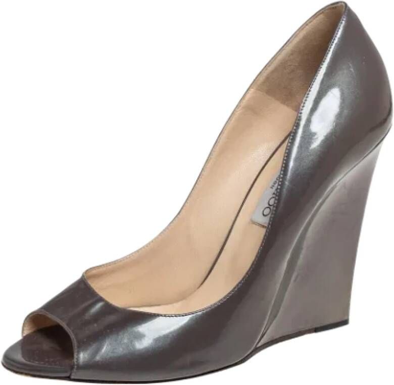 Jimmy Choo Pre-owned Leather heels Gray Dames