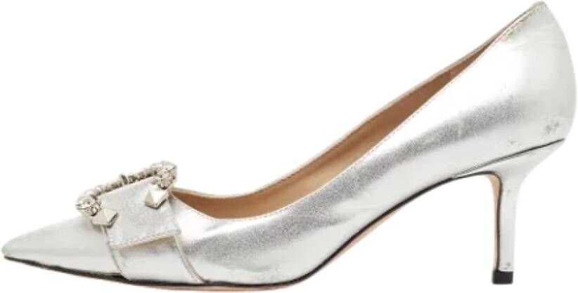 Jimmy Choo Pre-owned Leather heels Gray Dames