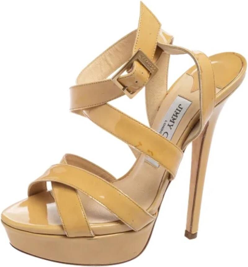 Jimmy Choo Pre-owned Leather sandals Beige Dames