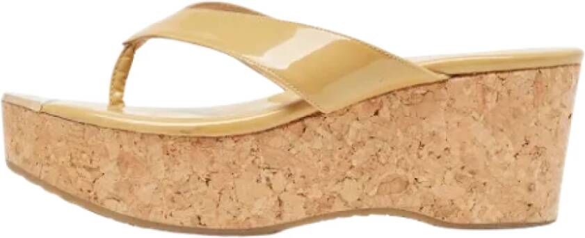 Jimmy Choo Pre-owned Leather sandals Beige Dames