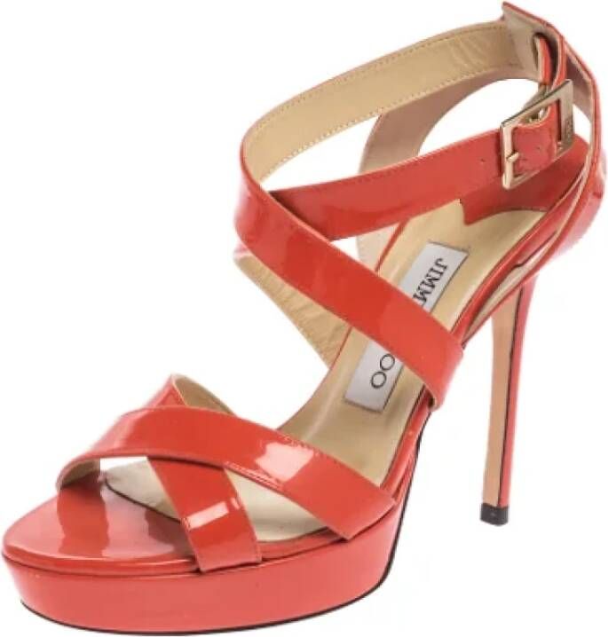 Jimmy Choo Pre-owned Leather sandals Orange Dames