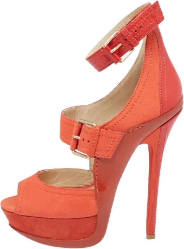 Jimmy Choo Pre-owned Leather sandals Orange Dames