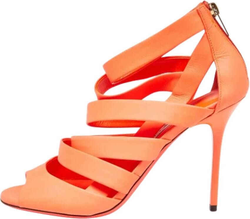 Jimmy Choo Pre-owned Leather sandals Orange Dames