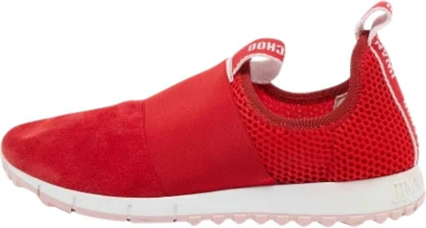 Jimmy Choo Pre-owned Mesh sneakers Red Dames