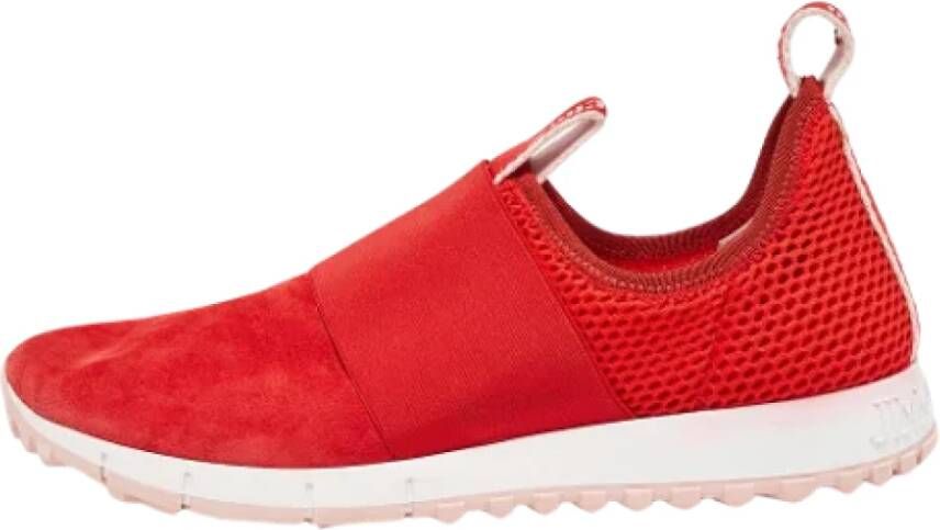 Jimmy Choo Pre-owned Mesh sneakers Red Dames