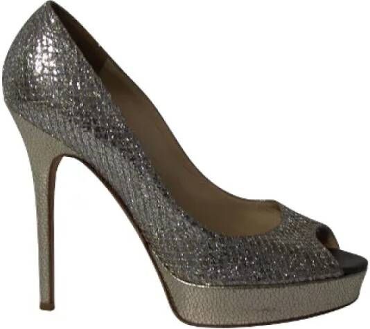 Jimmy Choo Pre-owned Polyester heels Gray Dames