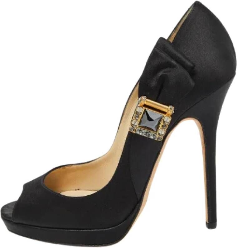 Jimmy Choo Pre-owned Satin heels Black Dames