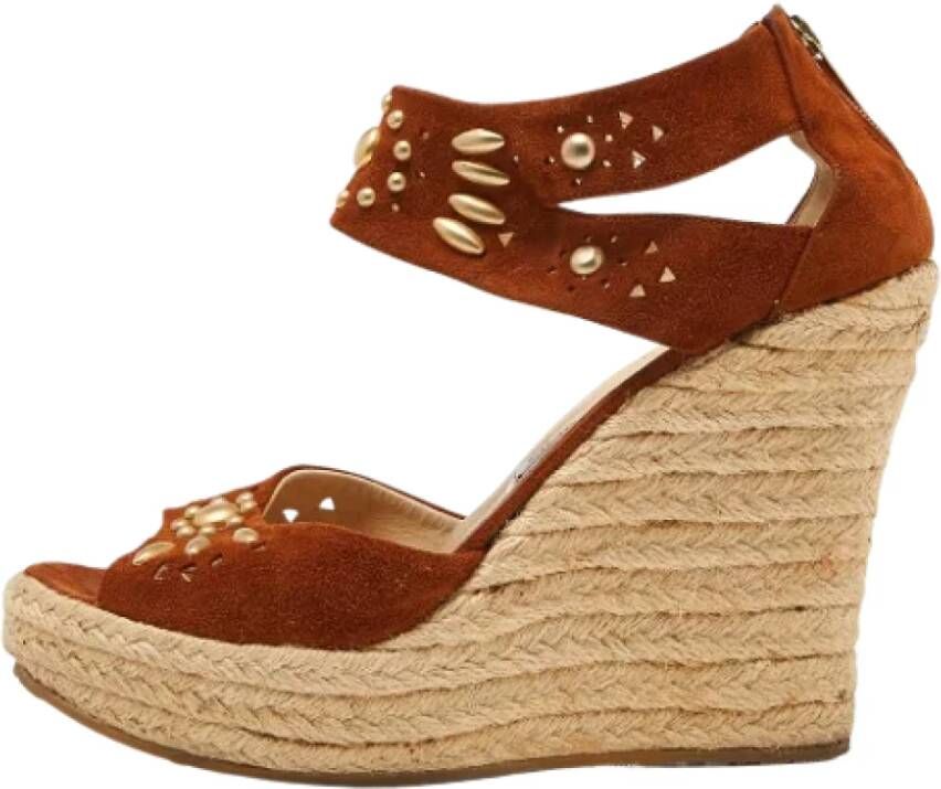 Jimmy Choo Pre-owned Suede espadrilles Brown Dames