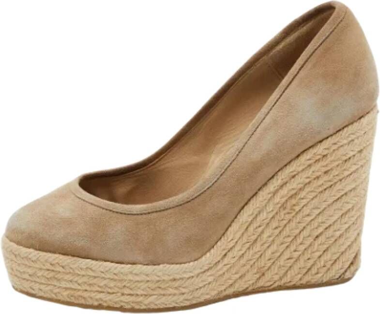 Jimmy Choo Pre-owned Suede heels Beige Dames