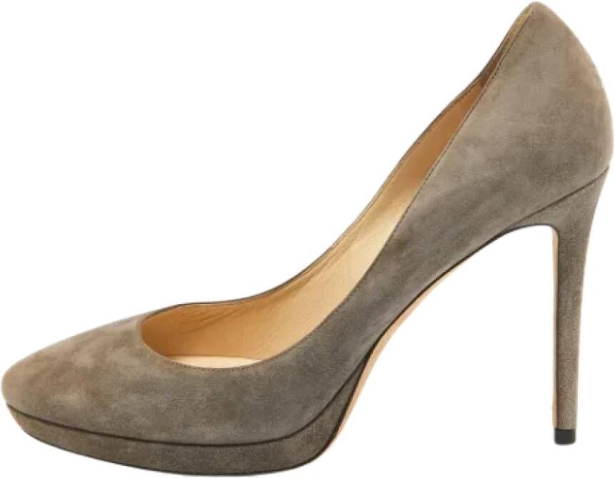 Jimmy Choo Pre-owned Suede heels Beige Dames