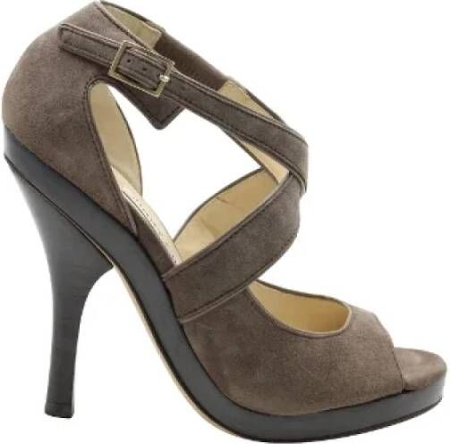 Jimmy Choo Pre-owned Suede heels Gray Dames