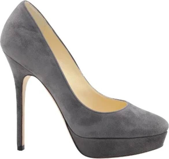 Jimmy Choo Pre-owned Suede heels Gray Dames