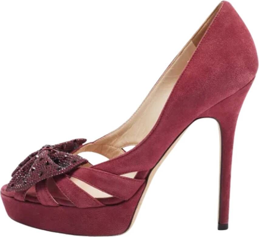 Jimmy Choo Pre-owned Suede heels Purple Dames