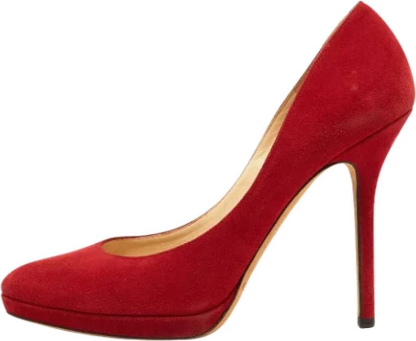 Jimmy Choo Pre-owned Suede heels Red Dames