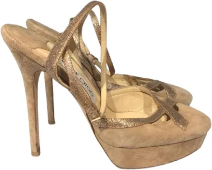 Jimmy Choo Pre-owned Suede sandals Beige Dames