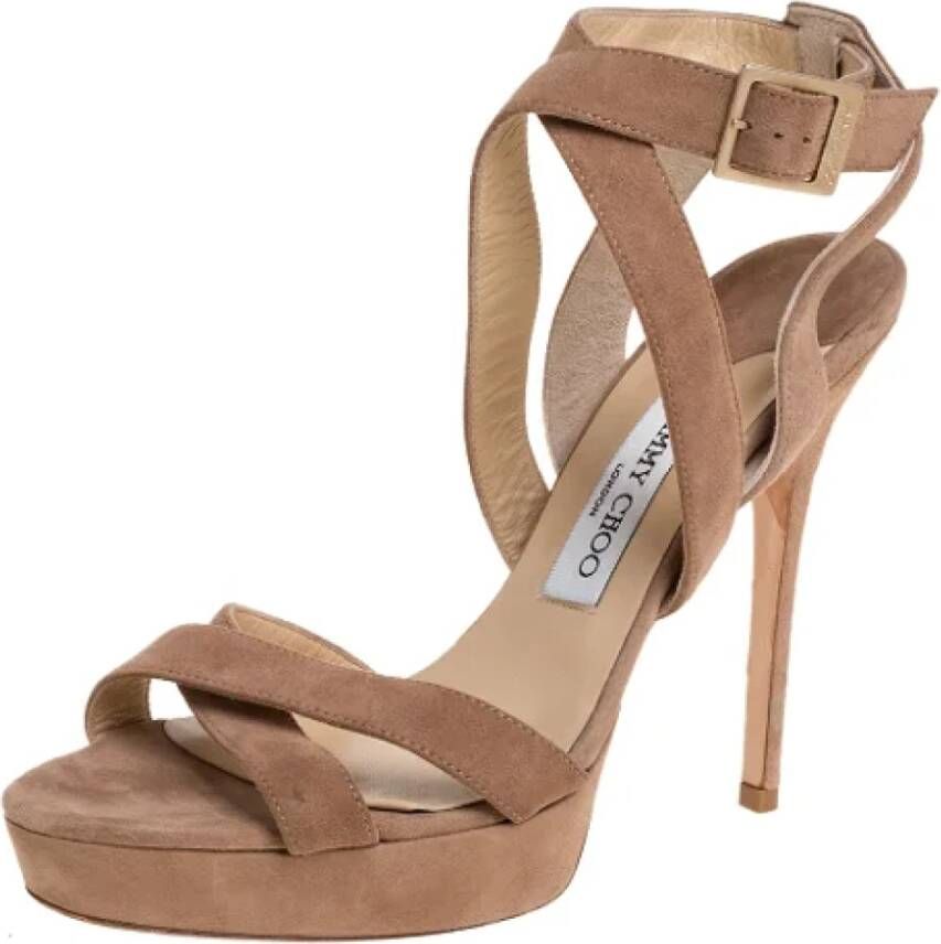 Jimmy Choo Pre-owned Suede sandals Beige Dames