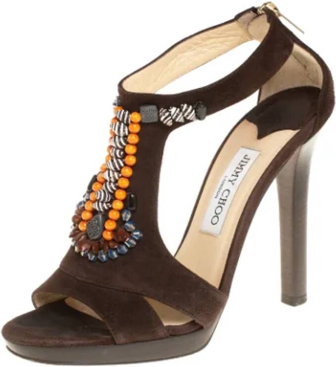 Jimmy Choo Pre-owned Suede sandals Brown Dames