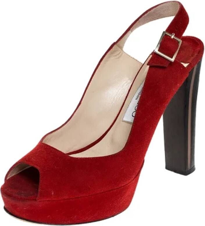 Jimmy Choo Pre-owned Suede sandals Red Dames