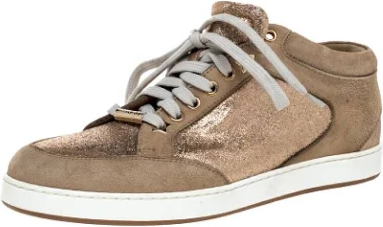 Jimmy Choo Pre-owned Suede sneakers Beige Dames