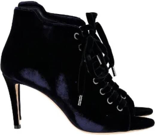 Jimmy Choo Pre-owned Velvet boots Blue Dames