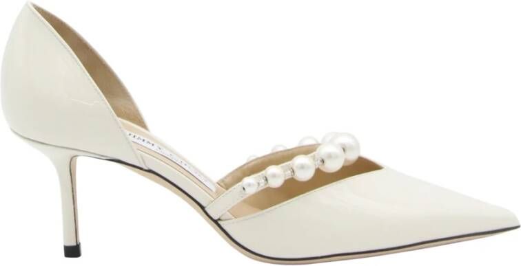 Jimmy Choo Witte lakleren pumps met parelversiering White Dames