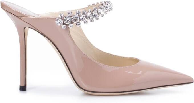Jimmy Choo Patent Leather Pumps with Crystal Strap Roze Dames