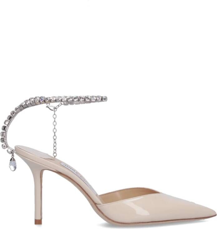 Jimmy Choo Pumps met kristallen ketting van lakleer White Dames