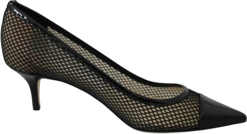 Jimmy Choo Zwarte Mesh en Leren Amika Pumps Black Dames