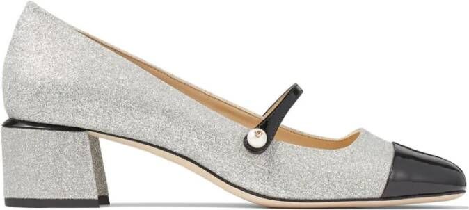 Jimmy Choo Zwarte Glitter Pumps met Faux-Parel Versiering Gray Dames